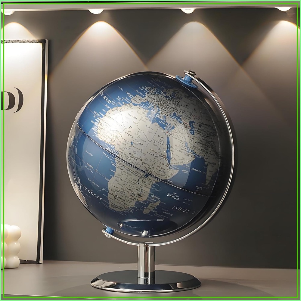 Office And Tech - 8 Inch World Globe with Stainless