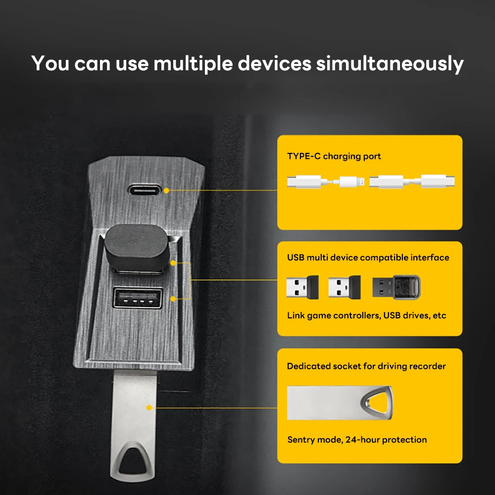 Docking Station Usb C - 2026 Glovebox USB Hub For Tesla
