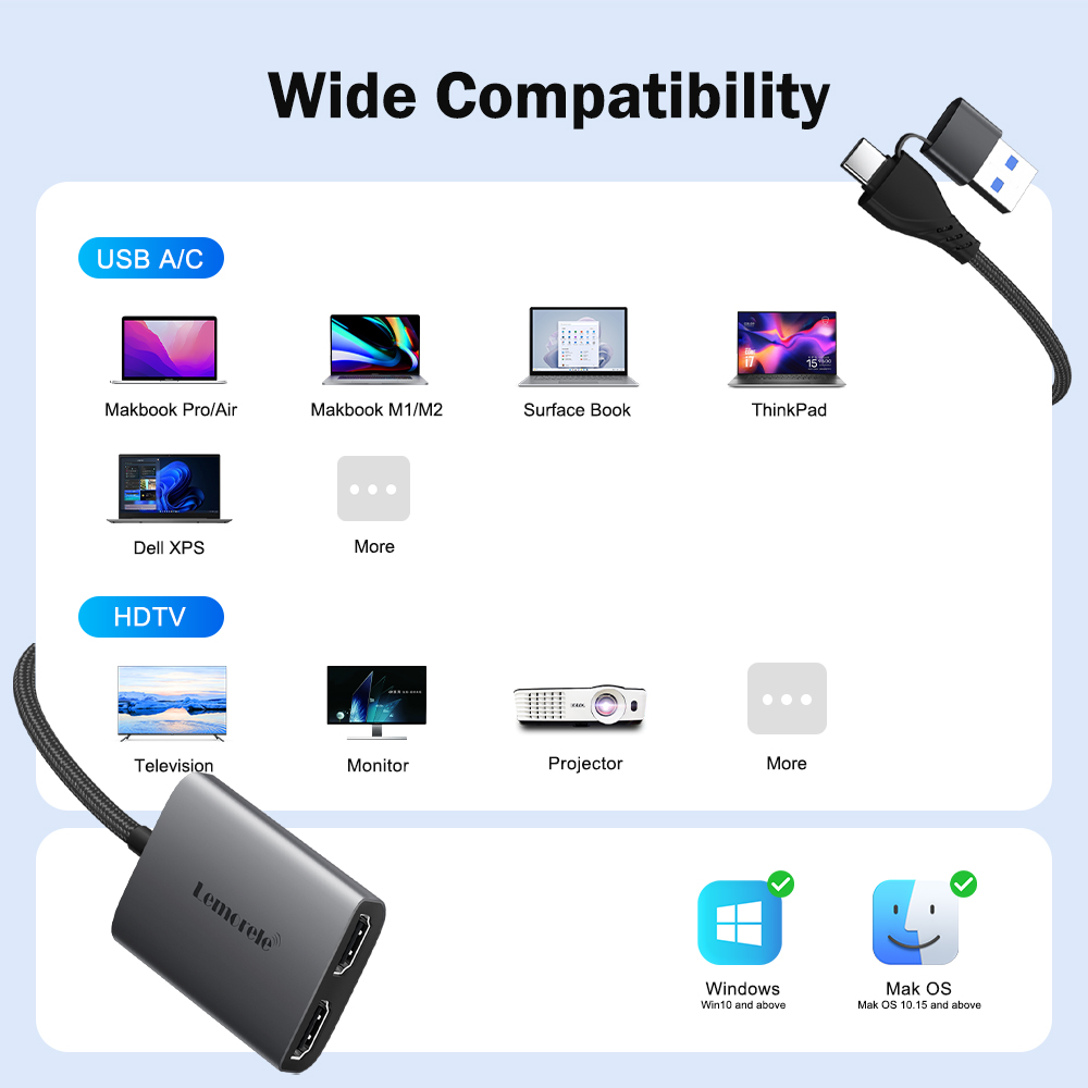 Lemorele Dual HDMI Adapter 4K  - Docking Station Usb C recensione e prezzo