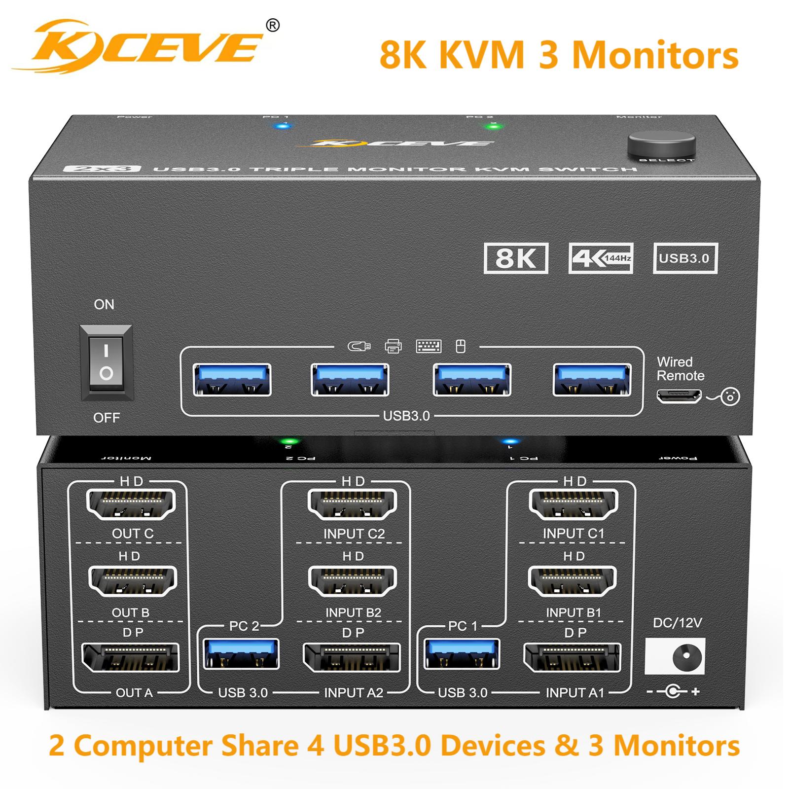 KCEVE 8K Tripe 3 Monitors KVM  - Hdmi Matrix Switch recensione e prezzo