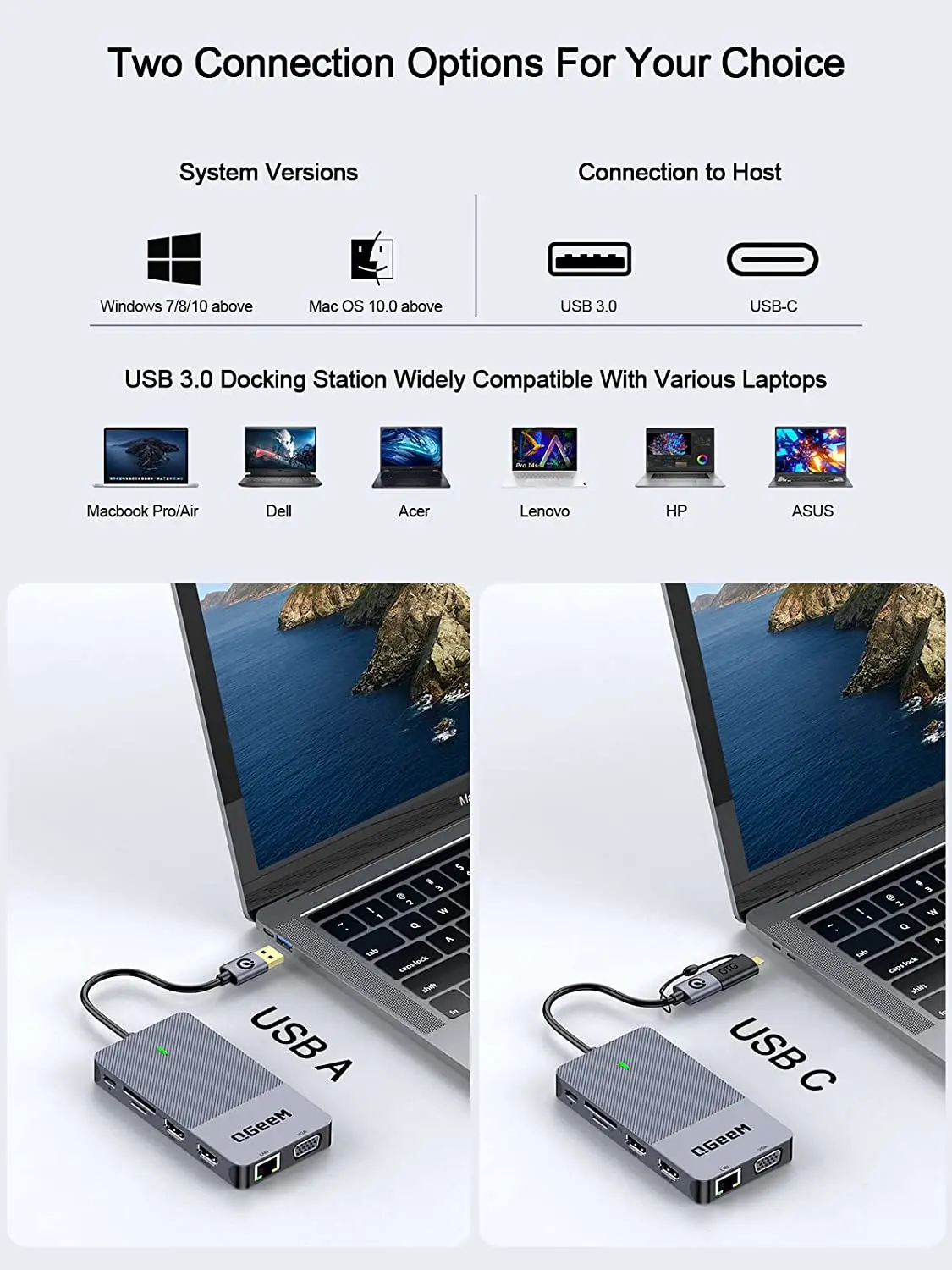 QGeeM USB 3.0 Docking Station, - Docking Station Usb C recensione e prezzo