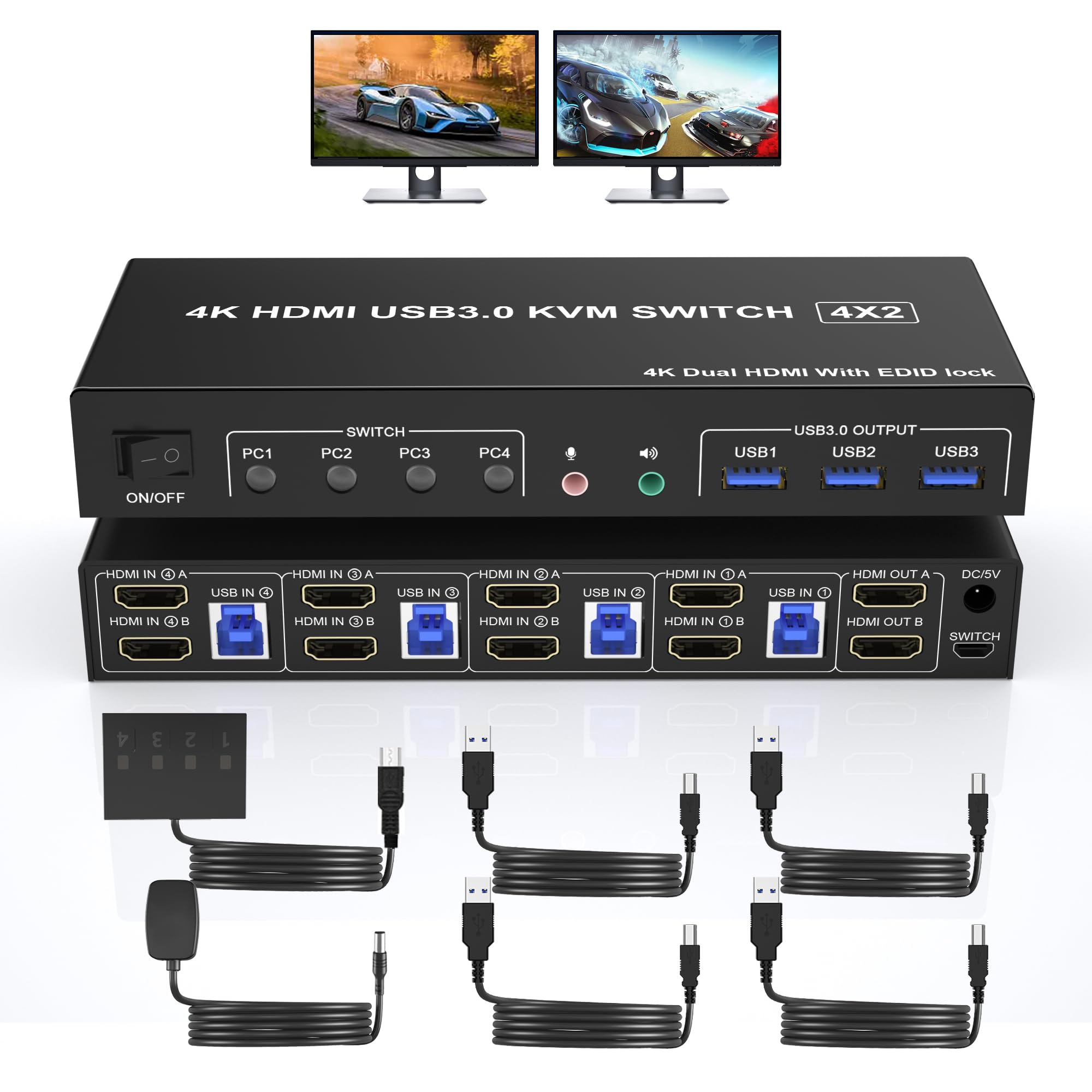 4K USB 3.0 KVM Switch HDMI Dua - Hdmi Matrix Switch recensione e prezzo